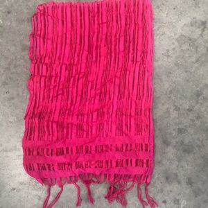 Fushia pink ribbon scarf
